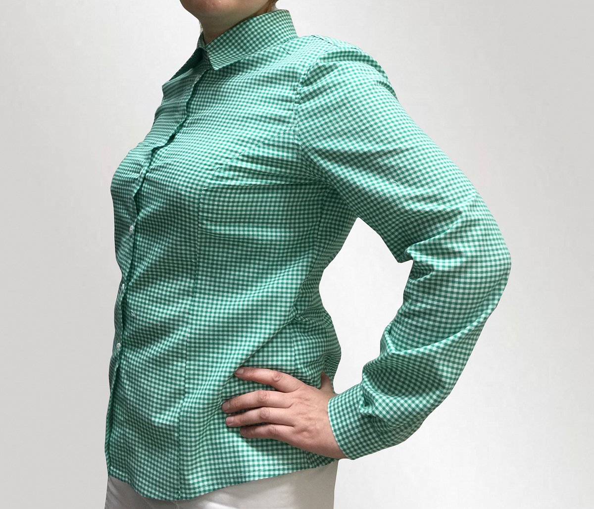 Блузка пошив - пример модели: Блузка-рубашка приталенная с длинным рукавом