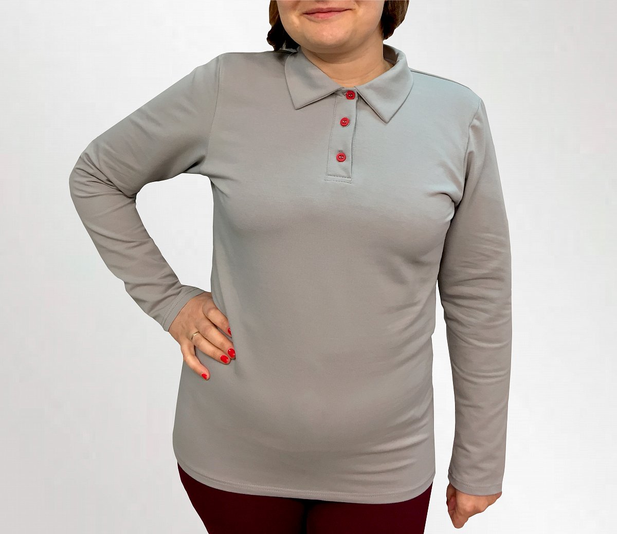 Пошив рубашек поло - пример модели рубашки поло с длинным рукавом